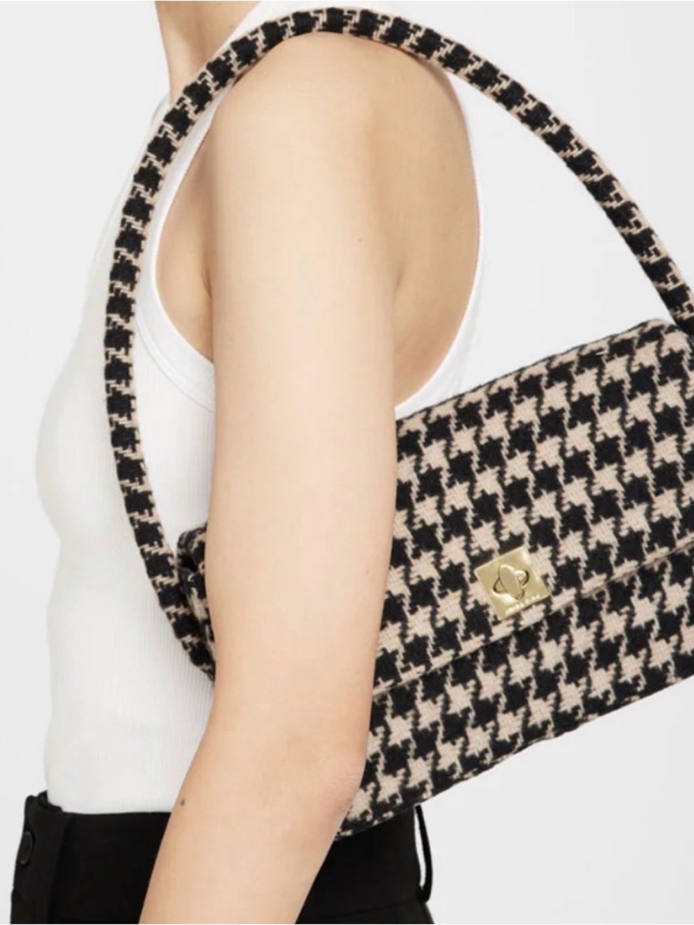 Anine Bing Houndstooth Nico Shoulder Bag